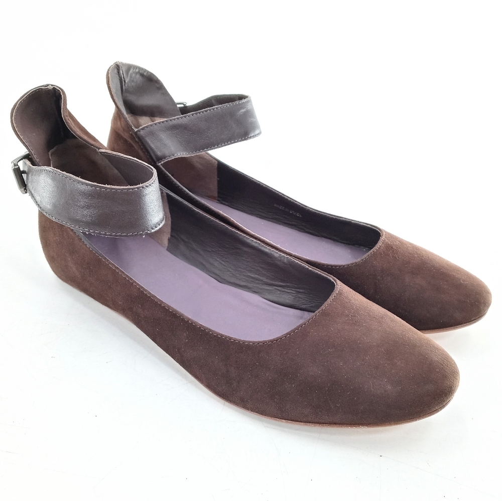 Kooba Brown Suede‎ Ankle Strap Ballet Flats